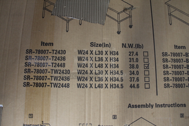 BRAND NEW IN BOX! Profeeshaw PSW-2436E SR-78007-T2448 Stainless Steel Table w/ Under Shelf. Stock Picture Used as Gallery. - Image 4 of 11