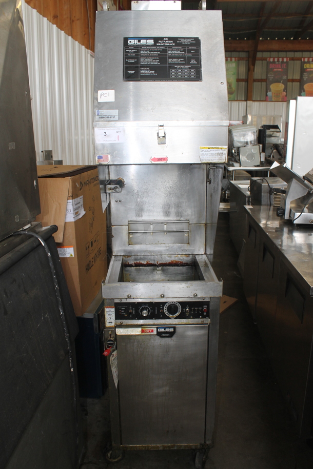 Giles WOG-20MP-VH TB Stainless Steel Commercial Ventless Hood and Giles Stainless Steel Electric Powered Deep Fat Fryer on Commercial Casters. Hood: 208 Volts, 1 Phase.  - Image 1 of 12