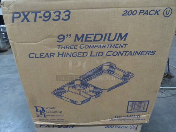 One Case Of Hinged Lid 9 Inch 3 Compartment To Go Boxes.