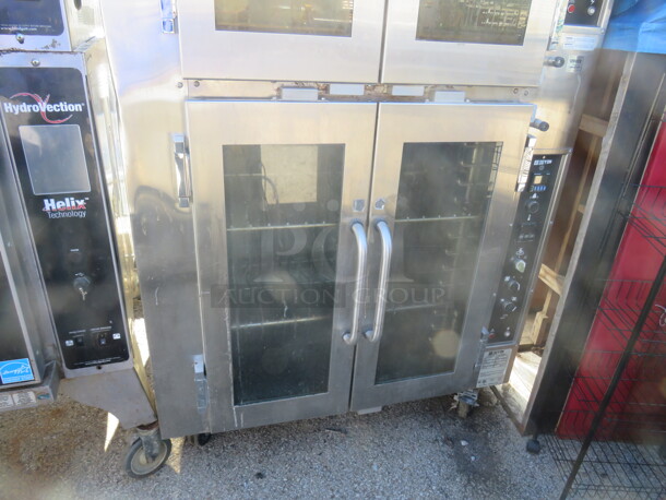 One WORKING Doyon Double Oven With 6 Racks On Casters. Working When Removed.  Model# JA14. 120/208 Volt. 3 Phase. 39X40X73 - Image 2 of 3