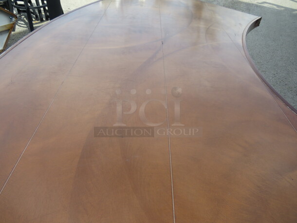 One Circular Aluminum Folding Table By Southern Aluminum, With  Bronze Color Swirl  Finish. 86X38X30  - Image 3 of 4