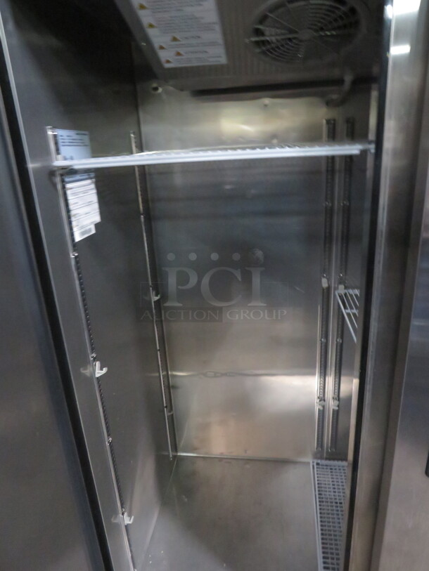 One WORKING Turbo Air Stainless Steel 2 Door Freezer With 5 Racks, And Keys On Casters. Model# M3R47-2-N. 115 Volt. 51X31X83. $4545.87 - Image 5 of 5