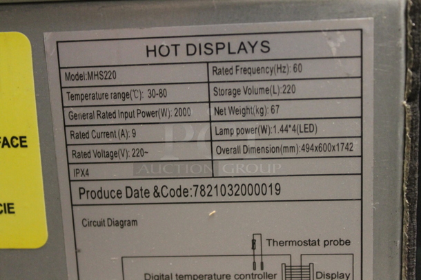Marchia MHS220 Stainless Steel Commercial Reach In Grab N Go Merchandiser w/ Metal Shelves on Commercial Casters. 220 Volts, 1 Phase.  - Image 8 of 8