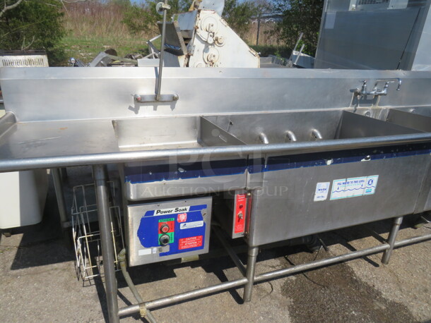 One 3 Compartment Power Soak Sink With R/L Drain Board and Faucet. 140X36X44 - Image 2 of 2
