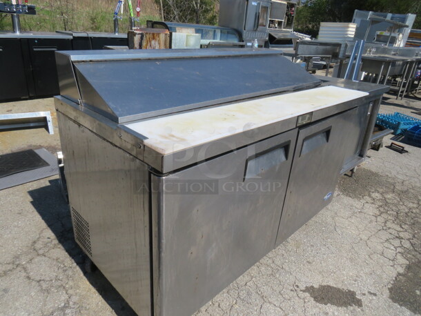 One Atosa 2 Door Refrigerated Prep Table With Cutting Board, 2 Racks, On Casters. Model# MSF8303. 115 Volt. 60.5X31X45 - Image 3 of 3