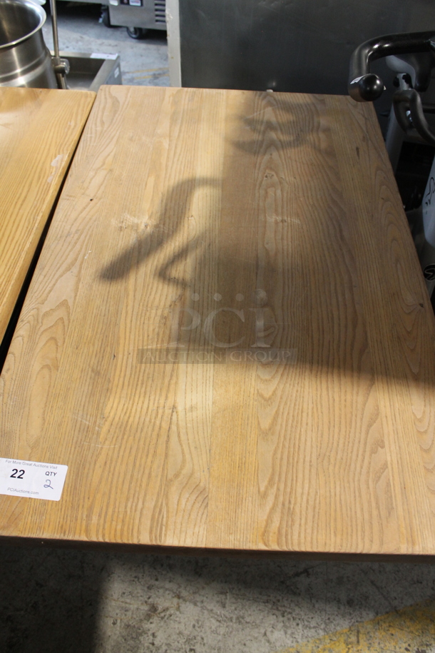 2 Wooden Dining Height Tables on Black Metal Table Base. 2 Times Your Bid! - Image 5 of 7