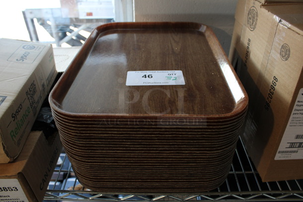 32 Wood Pattern Food Trays. 16x12x1. 32 Times Your Bid!