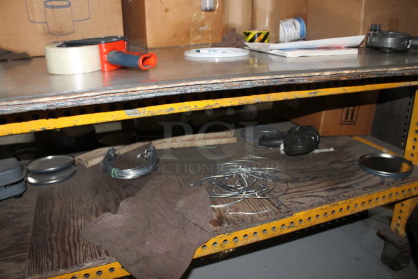 Metal Table w/ Under Shelf, Contents on Commercial Casters and Office Chair. - Image 9 of 10
