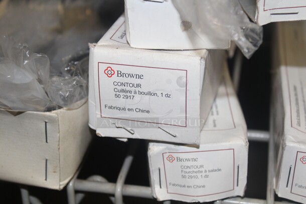 NEW IN BOX! 6 Boxes (12 Each) Brown Contour Bouillon Spoons And Salad Forks. 6X Your Bid!  - Image 4 of 4