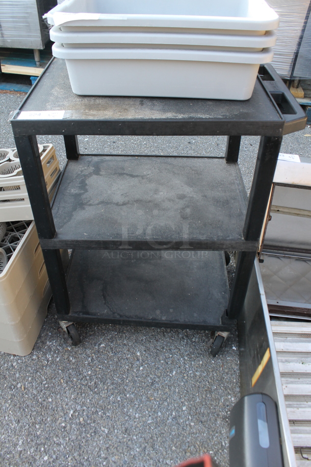 Black Poly 3 Tier Cart on Commercial Casters.