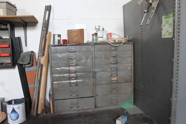 ALL ONE MONEY! Lot of Table, Contents Including Metal Cabinet and 2 Office Chairs.. BUYER MUST REMOVE. - Image 7 of 9