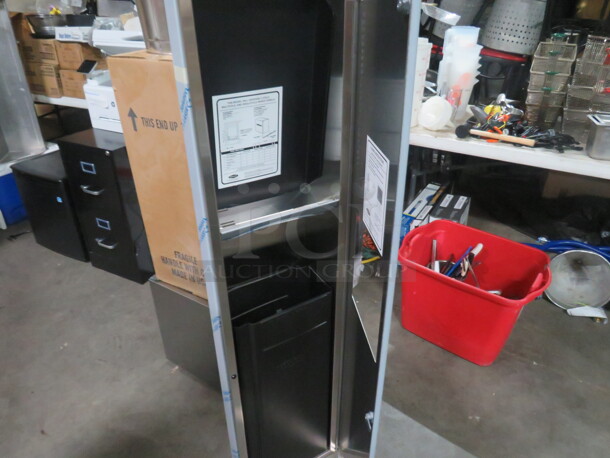 One NEW Bobrick Stainless Steel Paper Towel Dispenser/Trash Receptacle With Key. Model# 38032. $538.72 - Image 5 of 5