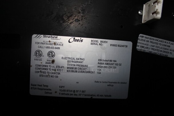 Structural Concepts Oasis B62EW Metal Commercial Floor Style Open Grab N Go Merchandiser w/ Metal Shelves on Commercial Casters. 220 Volts, 1 Phase. Tested and Powers On But Does Not Get Cold - Image 5 of 5