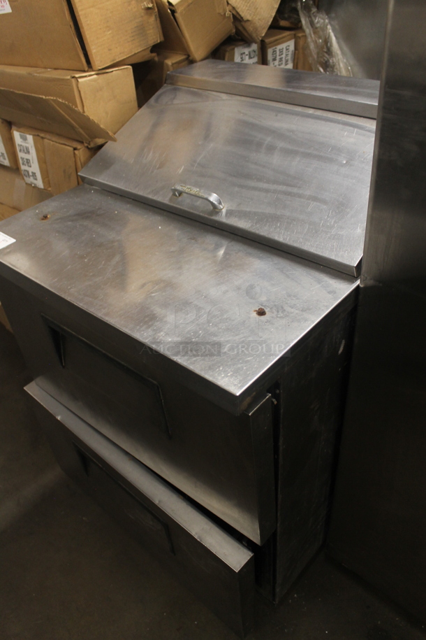 True TSSU-27-08D-2 Stainless Steel Commercial Sandwich Salad Prep Table Bain Marie Mega Top w/ 2 Drawers on Commercial Casters. 115 Volts, 1 Phase. Tested and Working! - Image 3 of 7