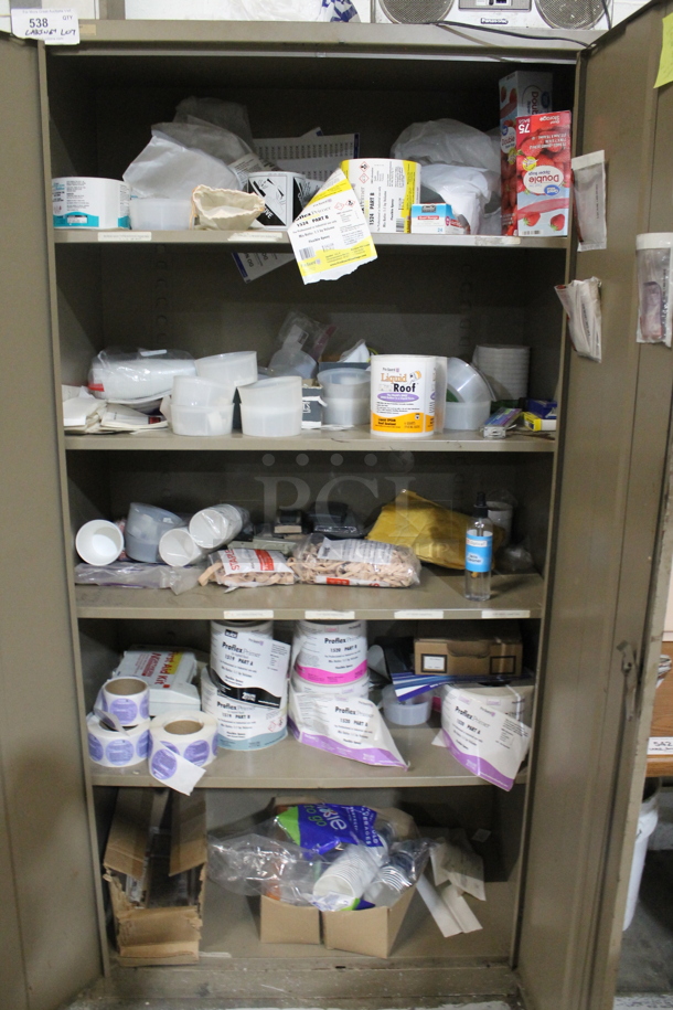 Gray Metal 2 Door Cabinet w/ Contents Including Labels. - Image 3 of 6