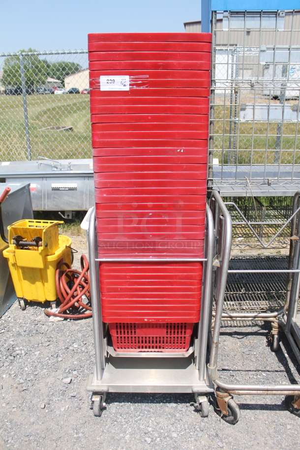 ALL ONE MONEY! Lot of Red Shopping Baskets On Open Deck Panel Truck With Commercial Casters. 