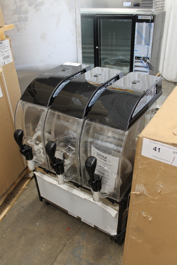 BRAND NEW IN BOX! 2021 SPM I-PRO 3 E Stainless Steel Commercial Countertop 3 Hopper Slushie Machine. 115 Volts, 1 Phase. Stock Pictures Used. Tested and Powers On But Does Not Get Cold - Image 3 of 6