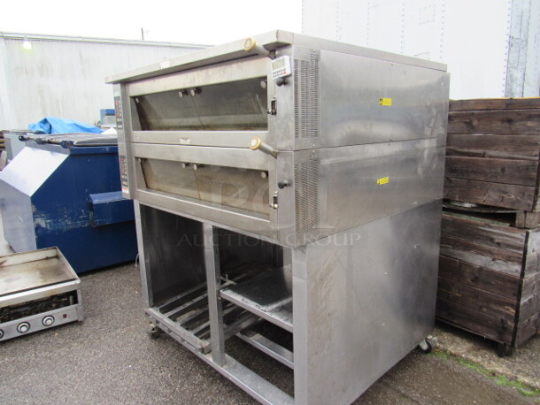One Hobart Double Deck Oven With Under Storage On Casters. Model# HWD03D. 208 Volt. 3 Phase. 60X53X70 - Image 4 of 4