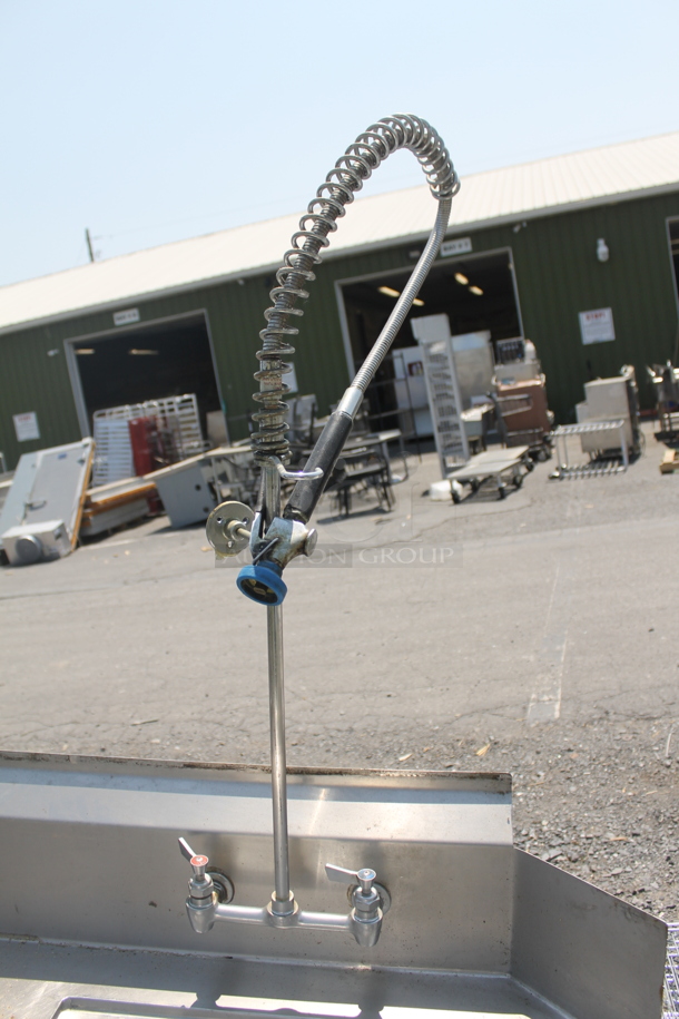 Commercial Stainless Steel One Bay Sink With Left Side Drain Board, Perforated Basket And Pre-Rinse Faucet On Galvanized Legs. - Image 3 of 7