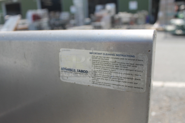 Advance Tabco 6-3-54 Commercial Stainless Steel 3 Bay Sink With Gooseneck Faucet And Pre-Rinse Faucet On Galvanized Legs. - Image 2 of 9