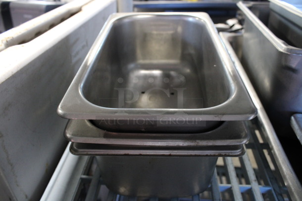 3 Stainless Steel 1/4 Size Perforated Drop In Bins. 1/4x4. 3 Times Your Bid!