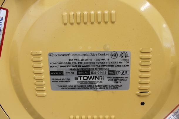 BRAND NEW SCRATCH AND DENT! 2023 RiceMaster Town 57138 Stainless Steel Commercial Countertop Rice Cooker. 230 Volts, 1 Phase. - Image 5 of 7