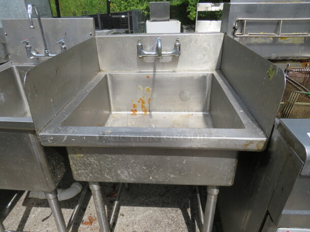 One Stainless Steel Sink With Faucet And R/L Side Splash. 28X30X42 - Image 1 of 1