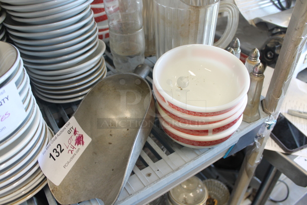 ALL ONE MONEY! Lot of Various Items Including Metal Ice Scooper, Salt Shakers, Beverage Glasses, Ceramic Bowls and Poly Pitchers. - Image 3 of 5