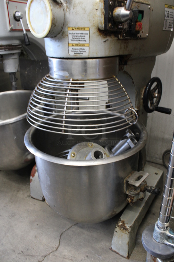 Metal Commercial 20 Quart Planetary Dough Mixer w/ Stainless Steel Mixing Bowl, Bowl Guard, Whisk, Paddle and Dough Hook Attachments. 15x24x32. Tested and Working! - Image 3 of 8