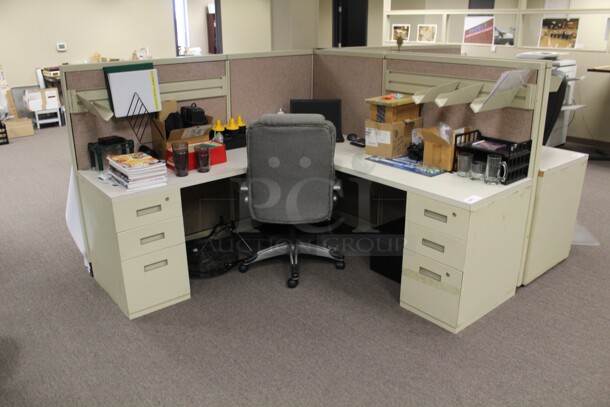 WOW! L Shaped Office Desk (90x74x53) And Office Chair. Chair And Desk Only! 