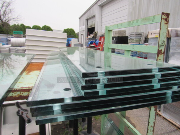 One Mega Lot Of Glass Sneeze Guards/Dividers With App 21 Assorted Size 3/8 Inch Thick Glass And Stainless Steel Holders. - Image 3 of 4