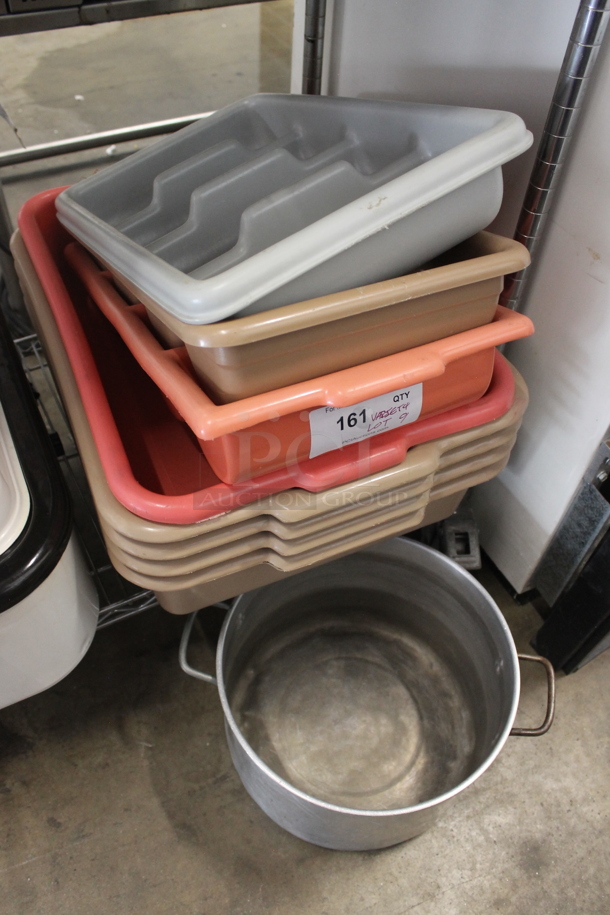ALL ONE MONEY! Lot of Various Poly Bins Including Silverware Bin and Metal Stock Pot - Image 2 of 5