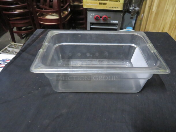 One 1/4 Size 4 Inch Deep Food Storage Container.