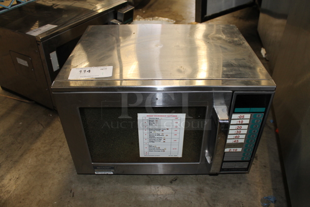 Sharp R-23GT Stainless Steel Commercial Countertop Microwave Oven. 208/240 Volts, 1 Phase. 