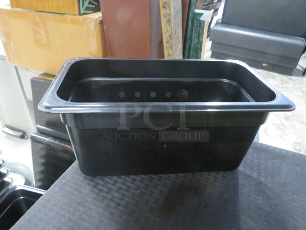 1/3 Size 6 Inch Deep Black Food Storage Container.  3XBID - Image 1 of 1