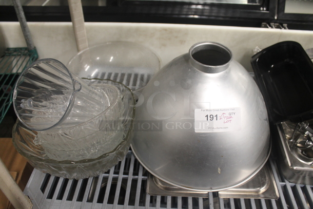 ALL ONE MONEY! Two Tier Lot of Various Metal Items Including Dough Hook Attachment for Mixer, Stock Pot and Utensils - Image 3 of 7