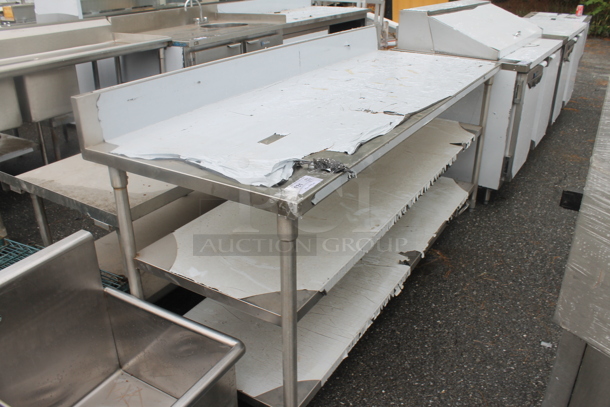 BRAND NEW SCRATCH AND DENT! Stainless Steel Commercial Table w/ 2 Under Shelves and Back Splash. - Image 2 of 4