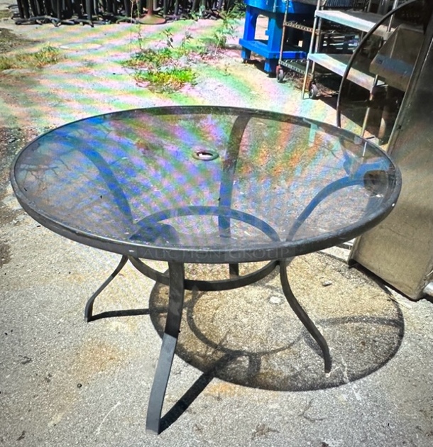 One Patio Table With Plexiglass Top.  40X28. - Image 1 of 1