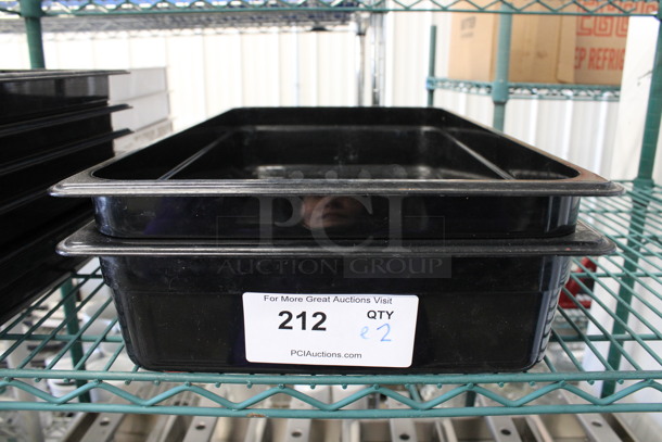 ALL ONE MONEY! Lot of 2 Black Poly 1/2 Size Drop In Bins! 1/2x4