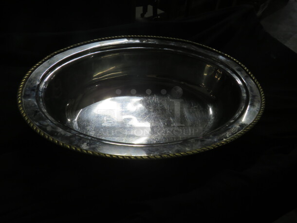 One Stainless Steel Oval Serve Bowl. 16.5X12.5X4
