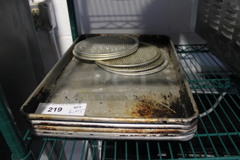 ALL ONE MONEY! Lot of 5 Metal Baking Pans and 6 Round Mesh Pizza Pans.