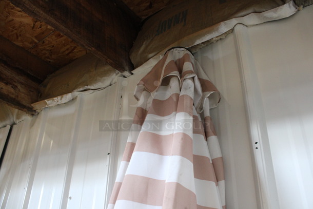 Brown and White Patio Umbrella. 92" - Image 3 of 4