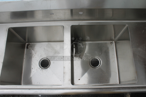 BRAND NEW SCRATCH AND DENT! Stainless Steel Commercial 2 Bay Sink w/ Dual Drain Boards. Bays 18x18x44. Drain Boards 16x20 - Image 4 of 4