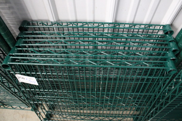 ALL ONE MONEY! Lot of 5 Green Finish Shelves and 4 Green Finish Poles! 24x24x1.5, 75" - Image 2 of 3