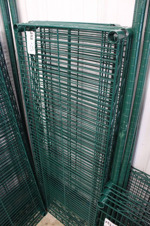 ALL ONE MONEY! Lot of 5 Green Finish Shelves and 4 Green Finish Poles! 48x18x1.5, 75" - Image 4 of 4
