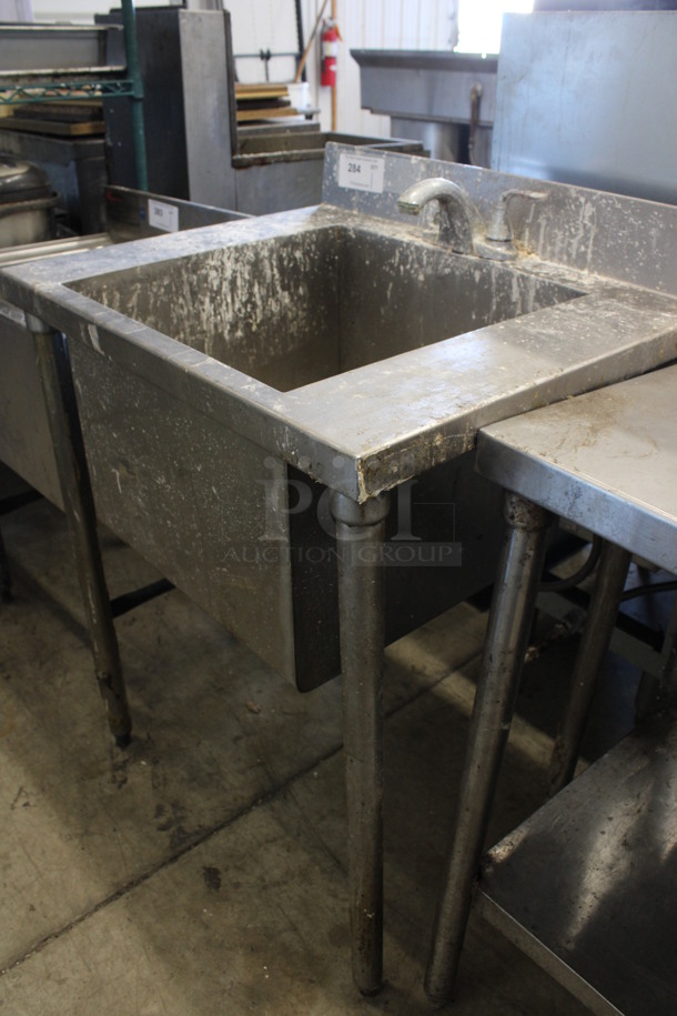 Stainless Steel Commercial Single Bay Sink w/ Faucet and Back Splash. 28x22x38.5 - Image 5 of 5