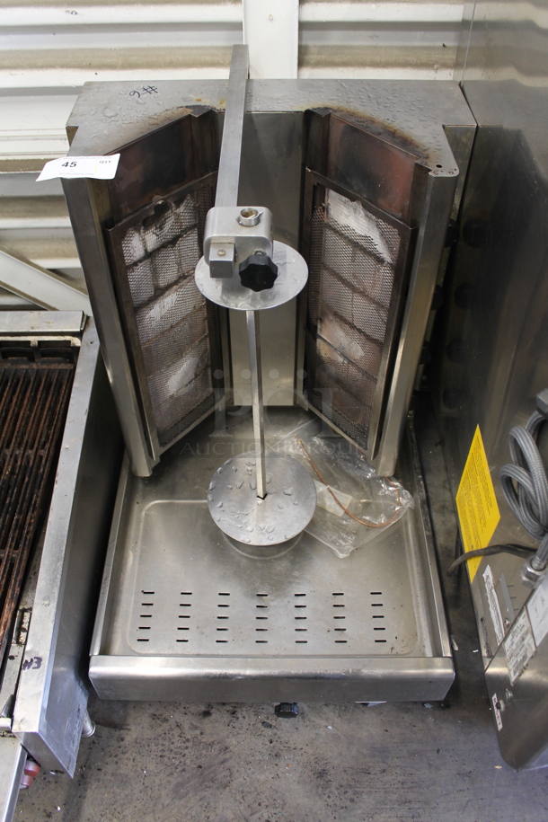 Visvardis DG12V Stainless Steel Commercial Countertop Natural Gas Powered Gyro Machine.