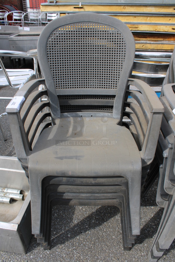 5 Poly Gray Patio Chairs w/ Arm Rests. 22x21x35. 5 Times Your Bid!
