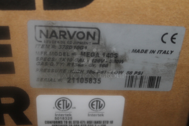 	BRAND NEW IN BOX! Narvon MEGA 140S 378D10G1 Stainless Steel Commercial Single 10 Gallon Bowl Refrigerated Beverage Dispenser. 120 Volts, 1 Phase. Tested and Working! Stock Picture Used For Gallery Picture. - Image 5 of 5
