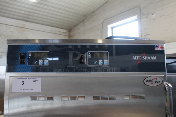 BRAND NEW! 2022 Alto Shaam 1200-UPS Commercial Stainless Steel Electric Double Deck Heating Holding Cabinet With Pan Racks on Commercial Casters. 120 V, 1 Phase. Tested and Working!   - Image 2 of 9